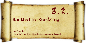 Barthalis Kerény névjegykártya